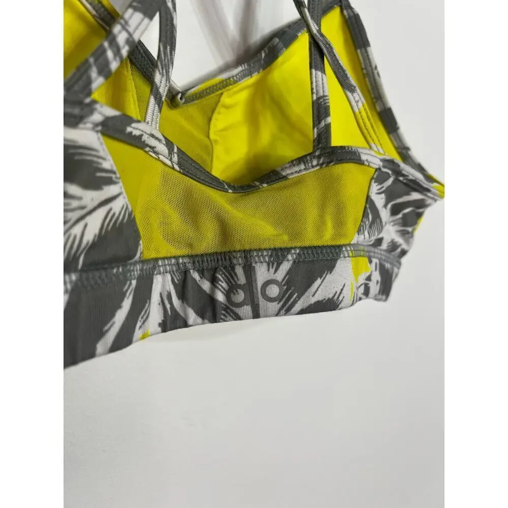 Alo Yoga Goddess Bra in Grey, White and Yellow Size Small